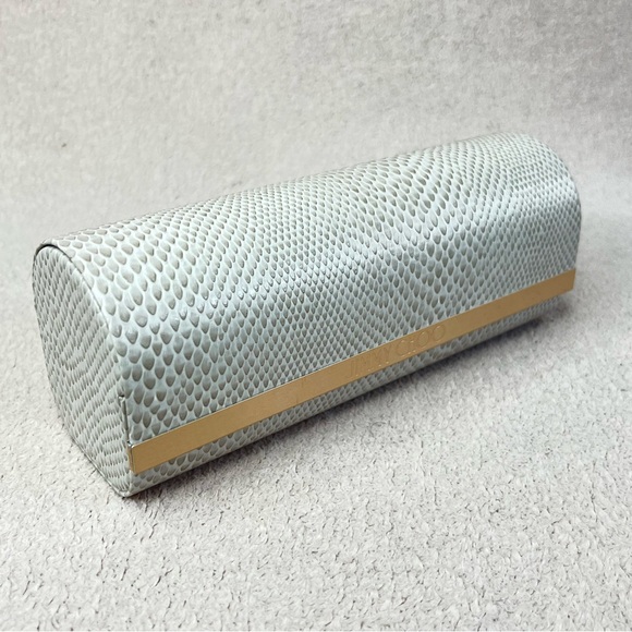 Jimmy Choo Magnetic Snap Snakeskin Pattern Sunglasses Hard Case Ivory/Gold Women - Picture 2 of 11